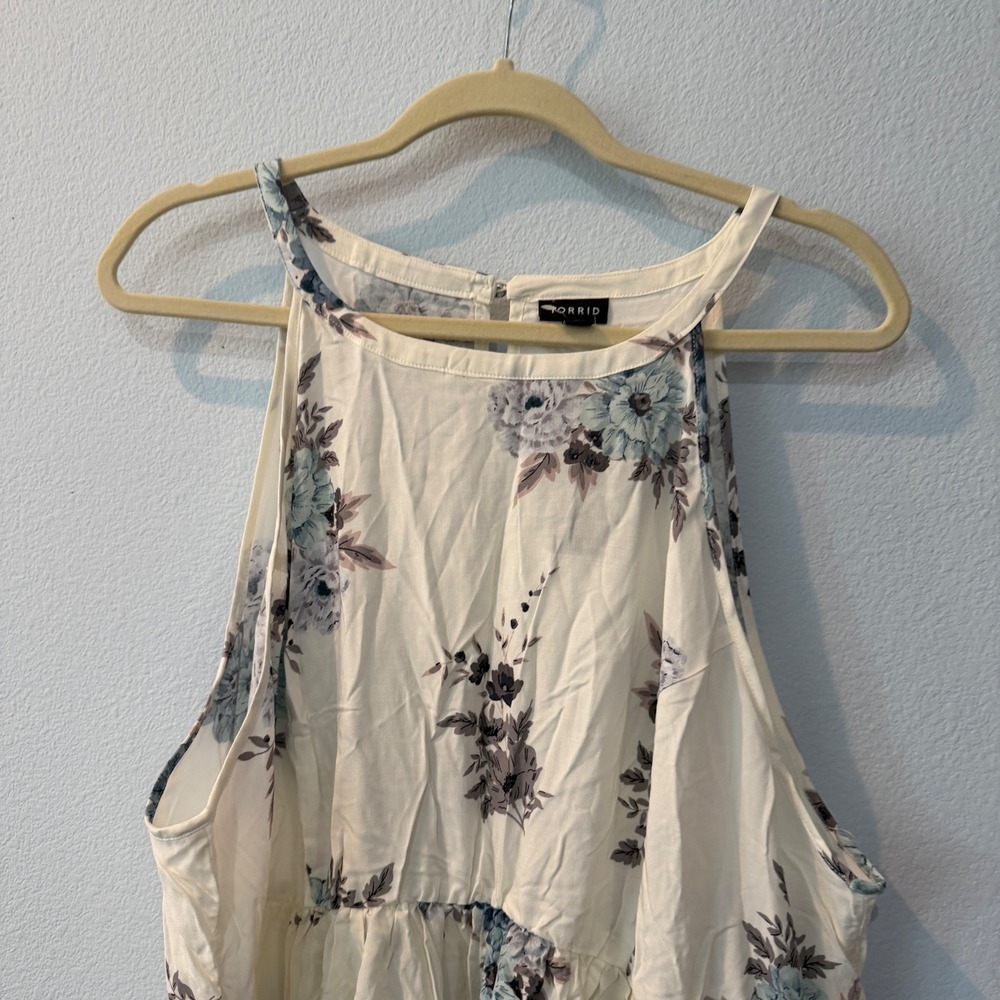 NEW Torrid Challis Floral High Low Halter Dress Plus Size Boho Feminine White 3X - Picture 3 of 14